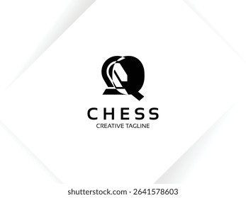 Letter Q Chess Logo. Monogram Knight Logo