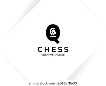 Letter Q Chess Logo. Monogram Knight Logo