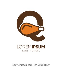 Letter Q Chicken Thighs Logo Design Vector Icon Graphic Emblem Symbol Illustration