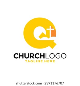 Letter Q Church Logo Design Template Inspiration, Vector Illustration.