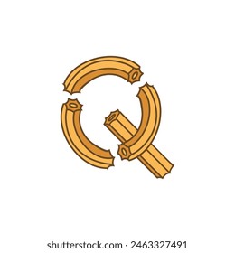 Letra Q Churros logo icon Vector Plantilla.eps