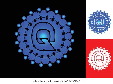 Letter Q with circle dot logo and icon design template
