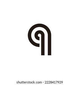 Letter q circle, double line geometric symbol simple logo vector