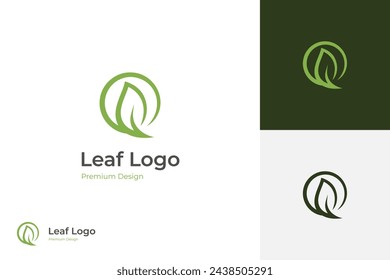 letter Q circle leaf logo icon design. green leaf with earth nature vector logo design