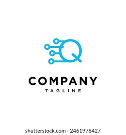 Letter Q circuit Electric logo icon vector template.eps