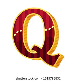 Letter Q in circus style. Vector illustration on a white background.
