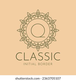 letter Q classic circular border vector logo design