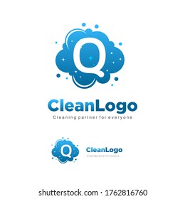 letter Q clean wash water bubbles symbol logo vector