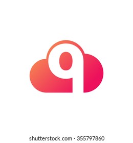 letter q cloud shape icon logo orange red