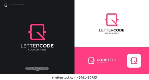 Letter Q coding programer logo design inspiration.
