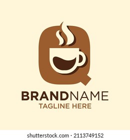 Letter Q Coffee Cup, Tea, Chocolate, Logo Design Template Inspiration, Vector Illustration.