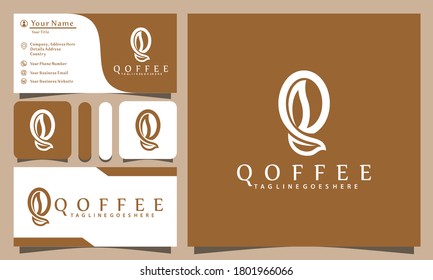 letter Q coffee house logos design vector illustration with line art style vintage, modern company business card template