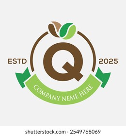 Letter Q Coffee Logo Design, Coffee Shop Logo. Coffee Beans Symbol