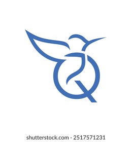 Letra Q Colibri Diseño de logotipos Icono de Vector Ilustración de símbolos de emblema gráfico