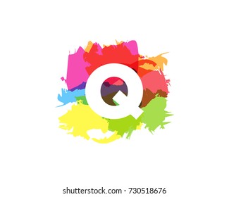 Letter Q Colorful Paint Stroke Icon Logo Design Element