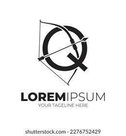 Letter Q Combine Arrow And Bow Logo Designs Vector Illustration Black Color