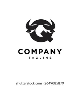 Letter Q Cow Horns Logo Icon Vector