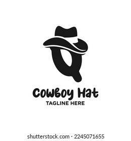 Letter Q Cowboy Hat Logo Design Template Inspiration, Vector Illustration.