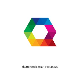 Letter Q Creative Colorful Triangle Logo Design Element