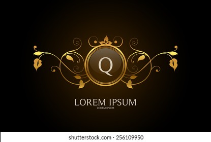 Letter Q crest logo. Alphabet logotype vector design.