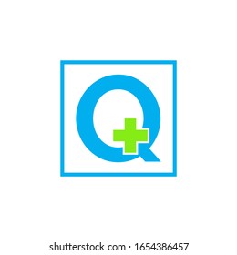 Letter Q cross plus logo, Medical health care Logo