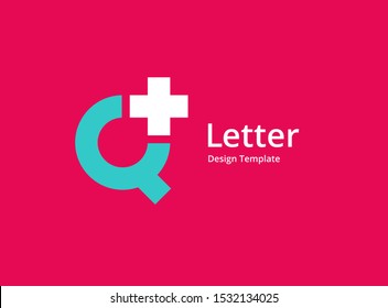 Letter Q cross plus medical logo icon design template elements