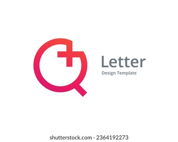 Letter Q cross plus medical logo icon design template elements