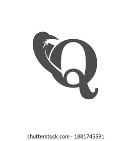 Letter Q and crow combination icon logo design vector