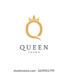 letter q crown logo for queen symbol