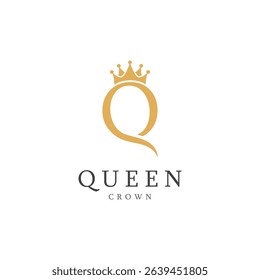 letter q crown logo for queen symbol