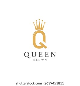 letter q crown logo for queen symbol