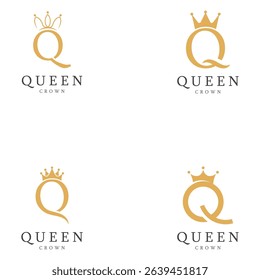 letter q crown logo for queen symbol