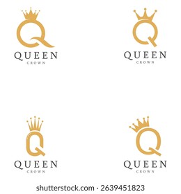 letter q crown logo for queen symbol