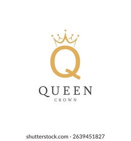 letter q crown logo for queen symbol