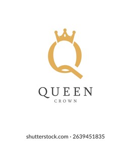 letter q crown logo for queen symbol
