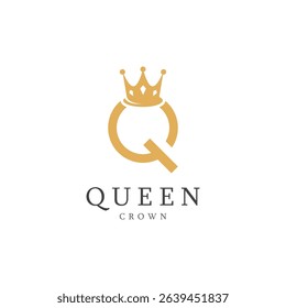 letter q crown logo for queen symbol