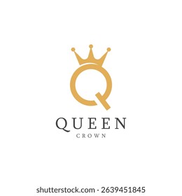 letter q crown logo for queen symbol