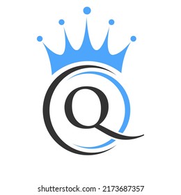 Letter Q Crown Logo Template. Royal Crown Logotype Luxury Sign  for Beauty, Fashion, Star, Elegant Symbol