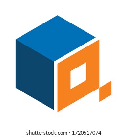 letter Q cube design log for a technology and financial consulting company