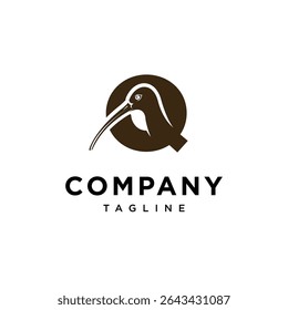 Letter Q Curlew bird Logo Icon Vector