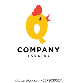Letter Q Cute Chicken Logo Icon Vector