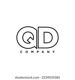 Letter Q and D, QD logo design template. Minimal monogram initial based logotype.