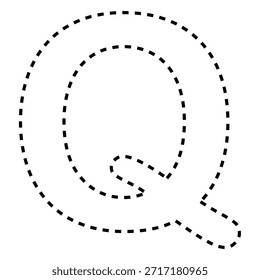 Letra Q tracejada linha contorno vetor versão preta