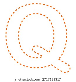 Letra Q tracejada linha contorno vetor ilustração versão oranye