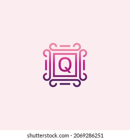 Letter Q with Decorative Square Border Logo Template