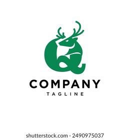 Letter Q Deer Head Logo Icon Vector