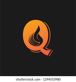 Letter Q design and a combination of fire for logos or icons that are very modern and simple. Vector EPS 10.