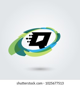 Letter Q Design element. Vector oval illustration. Business logo.