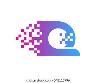 Letter Q Digital Pixel Logo Design Element