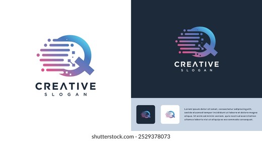 Letra Q Plantilla de diseño de logotipo de tecnología digital	
